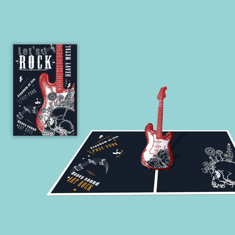 Biglietto Origami 3D Chitarra Let'S Rock