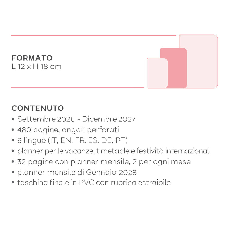Agenda Giornaliera 16 Mesi 2026/2027 Medium - Food