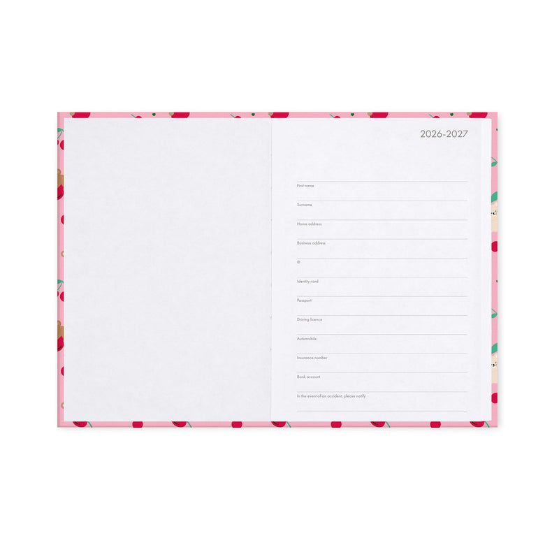 Agenda Giornaliera 16 Mesi 2026/2027 Medium - Teddy Bear Pink