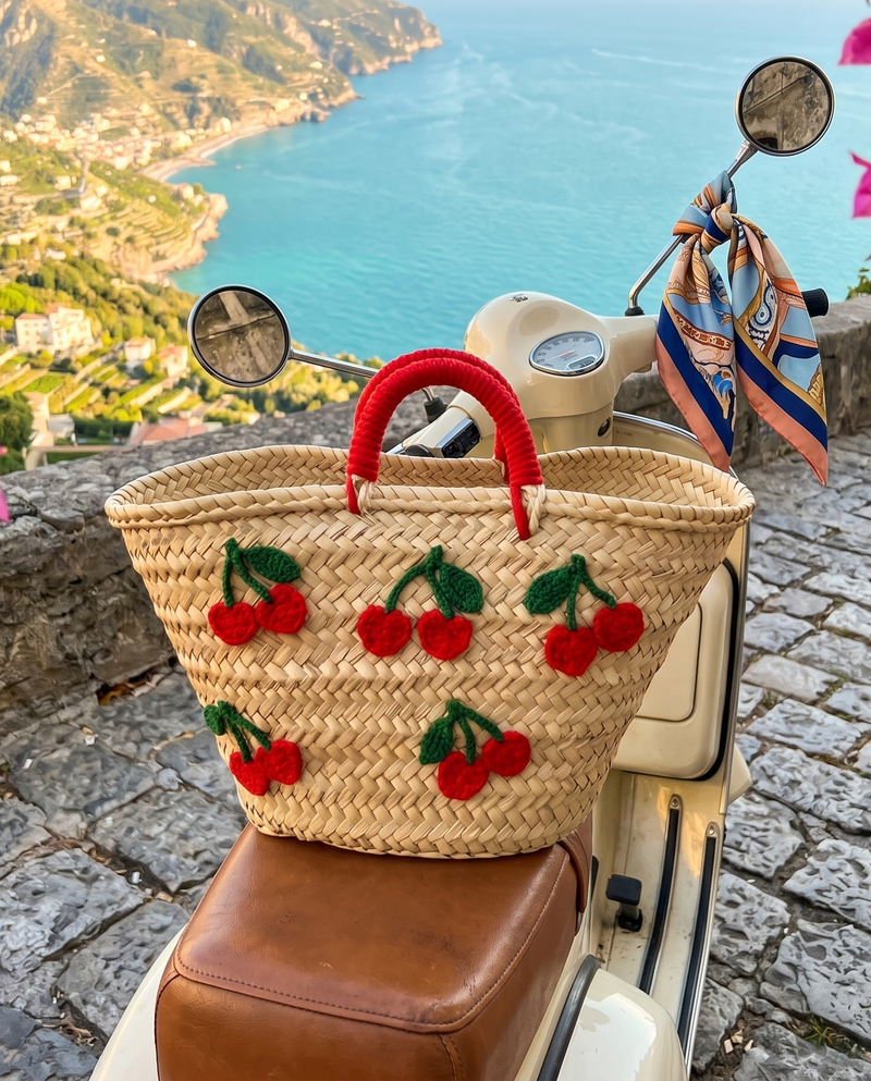 Borsa Cherries con dettagli in uncinetto - Realizzandoo