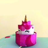 Biglietto Auguri Origami 3D Torta Unicorno