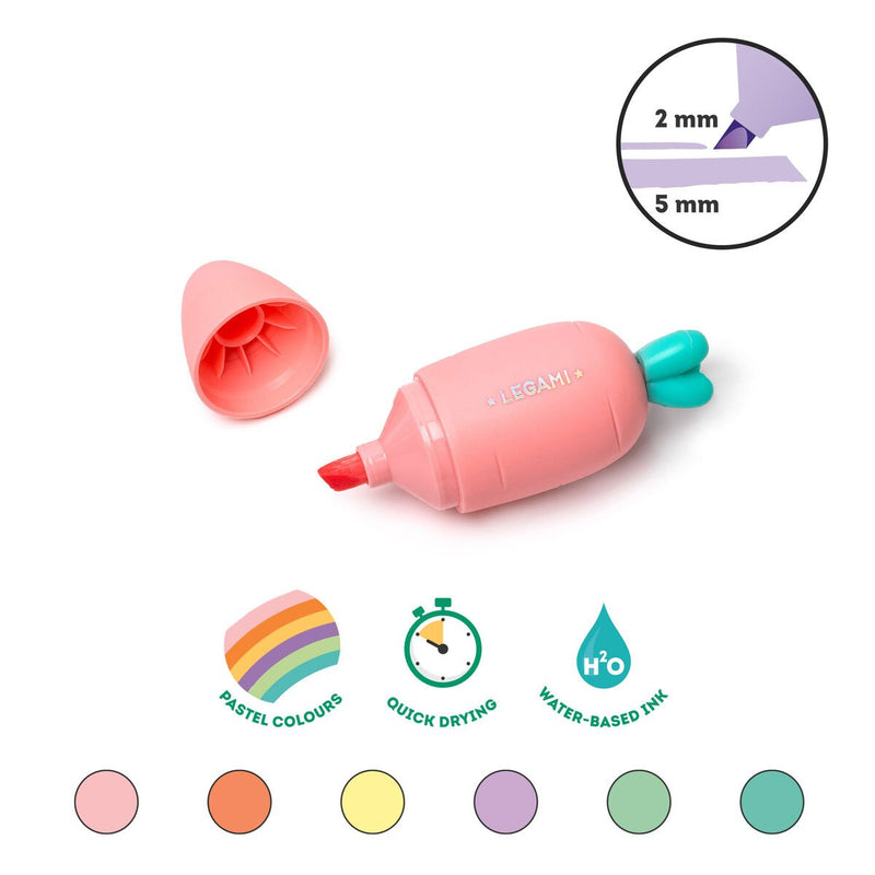 Carrate Team Set Di 6 Mini Evidenziatori - Carrot - Realizzandoo