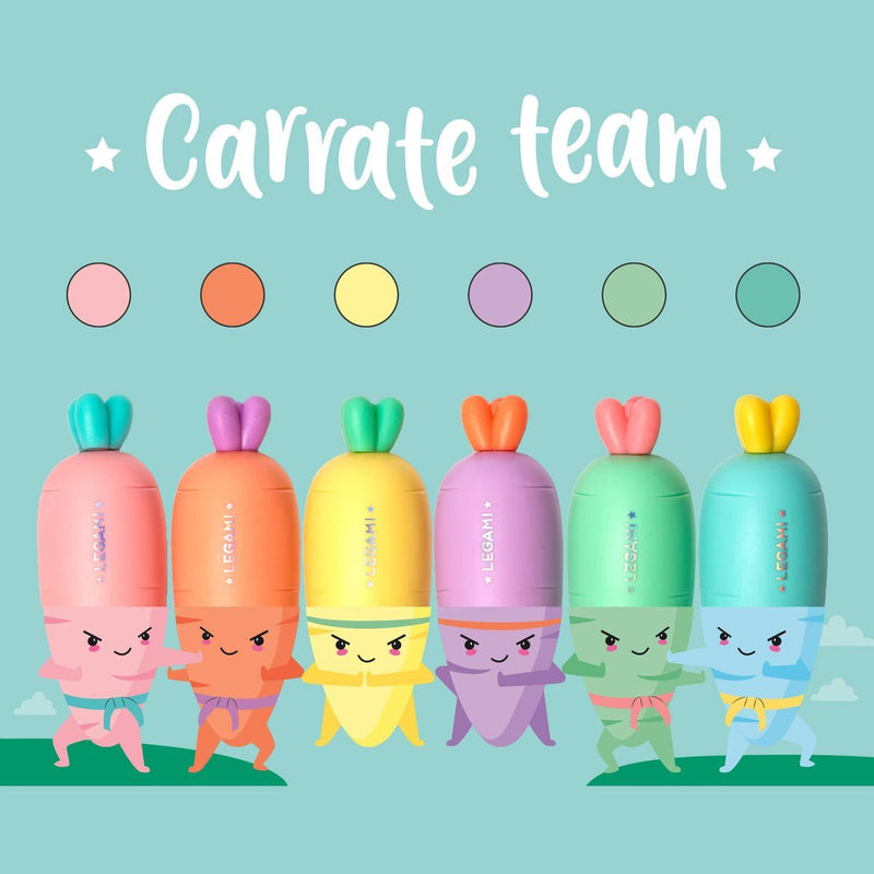 Carrate Team Set Di 6 Mini Evidenziatori - Carrot - Realizzandoo