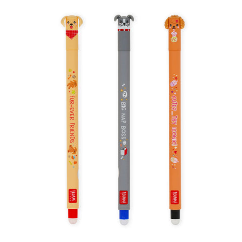 Erasable Pen Set di 3 Penne Gel Cancellabili - Fur-ever Friends