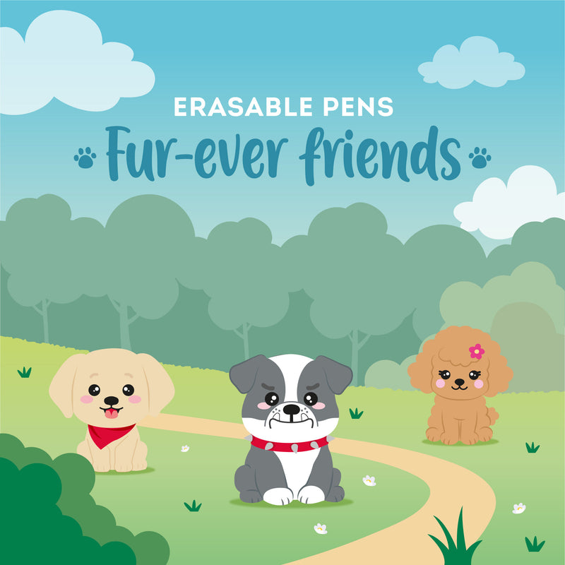 Erasable Pen Set di 3 Penne Gel Cancellabili - Fur-ever Friends