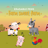 Erasable Pen Set di 4 Penne Gel Cancellabili - Farm Sweet Farm