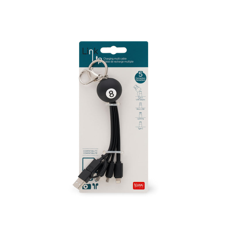 Link Up Cavo di Ricarica Portachiavi 6 in 1 - 8 Ball