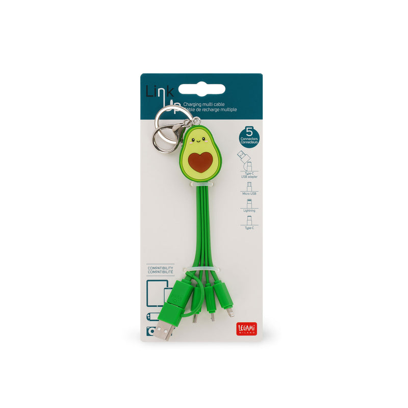 Link Up Cavo di Ricarica Portachiavi 6 in 1 - Avocado