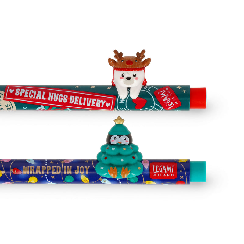 Lovely Friends Set di 2 Penne Gel con Animaletto - Jingle All the Way