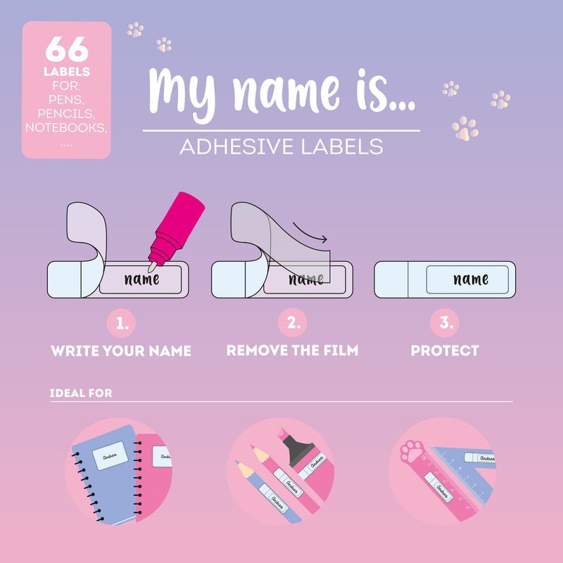 My Name Is... Etichette Adesive con Pellicola Protettiva - Kitty