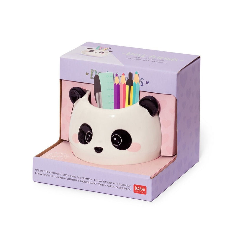 Portapenne In Ceramica Desk Friends - Panda - Realizzandoo