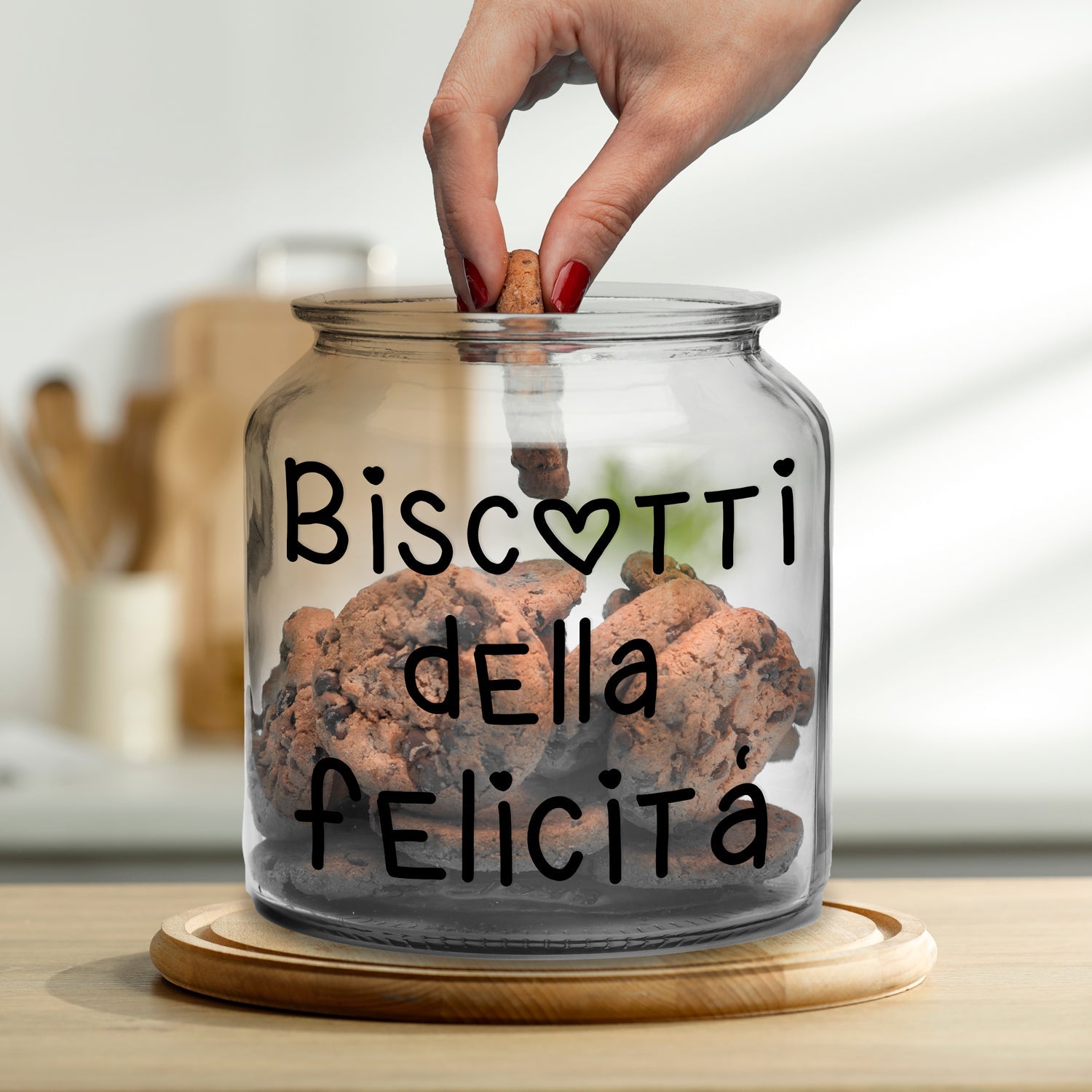 Biscottiera con scritta "Biscotti della Felicità" - Realizzandoo